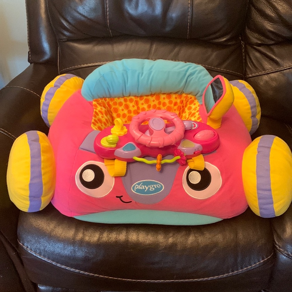 Playgro Music & Lights Comfy Pink Car Activity Plush Chair Baby Infant Toddler